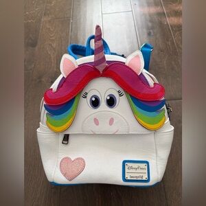 Loungefly Disney Parks “Inside Out” Unicorn Backpack - White and Rainbow